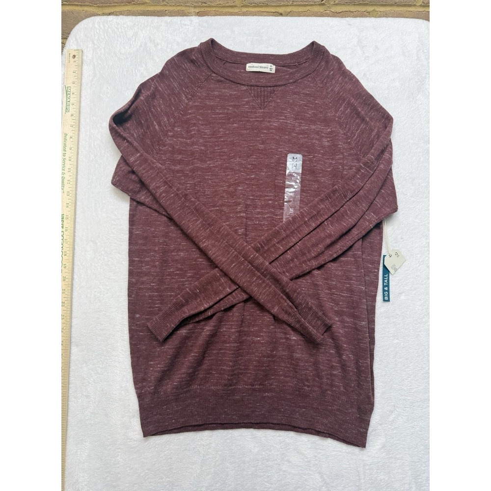 NWT Men's Big Tall Mutual Weave Lightweight Sweater Burgundy Heather XL Tall